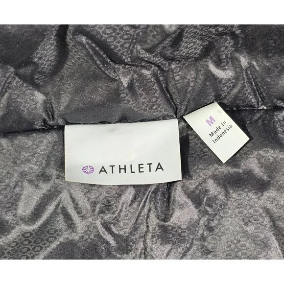 Athleta Women's Black Nylon Shell Puffer Downalicious Deluxe Vest Size M 2987 - Picture 8 of 13